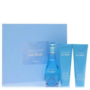 Cool Water Set 3.4 oz Eau De Toilette Spray + 2.5 oz Body Lotion + 2.5 oz Shower Gel Gift Set by Davidoff